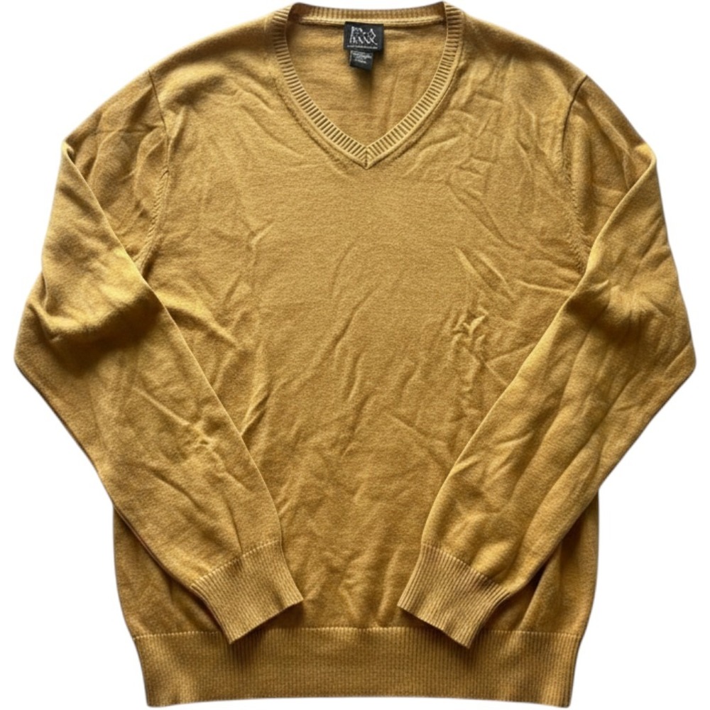 Jos A Bank Signature Collection Mens Mustard Yellow 100% Pima‎ Cotton Sweater